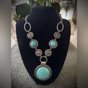 Boho Turquoise-Look Statement Necklace